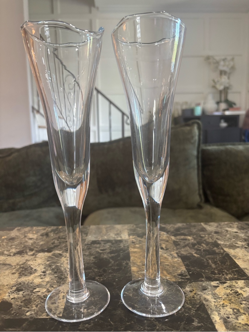 Set Of 2 Sempre 11” flute Crystal Champagne glasses-rare-htf